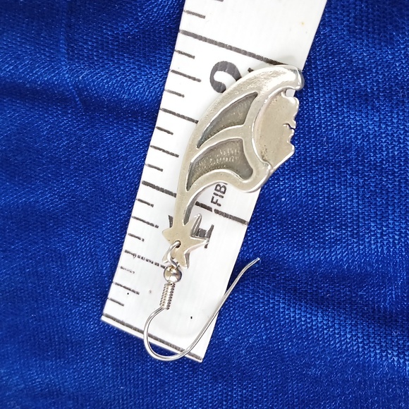 Wind Star Sterling Silver Dangle Earrings Hook Style - Picture 10 of 12